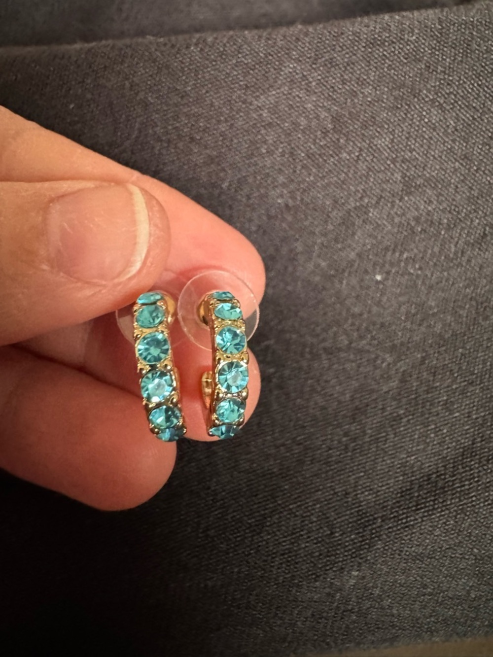 Fashion Jewelry Gold Plated Hoop Earrings with Turquoise Stones